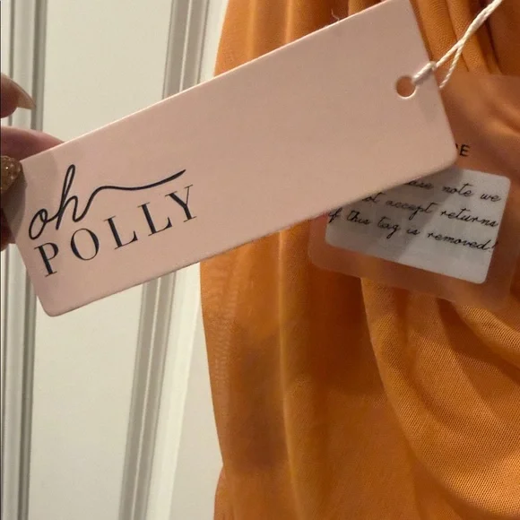 Oh Polly | Lasting Lover Asymmetrical Cowl Neck Mini Dress in Caramel - BNWT - Picture 3 of 9